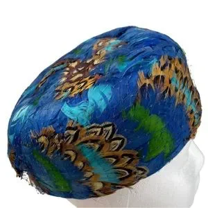 Vintage Marshall Fields 40s Pheasant Feather Ladies Elegant Event Pillbox Hat 46 s_wp_63bb1706eb7e7aab88d70658.webp main image 3